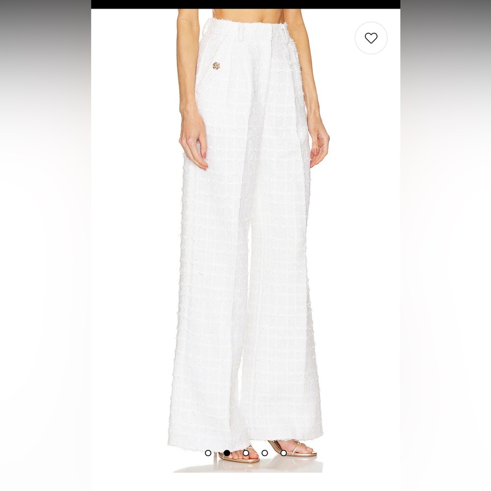 Amanda Uprichard Jane Pants in Kerrigan White Tweed Wide Leg Pants - Picture 2 of 12
